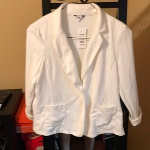 White summer cuff sleeve blazer